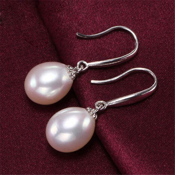 

renessa pearl earrings 7-8mm water drop natural pearl earrings for women, Golden;silver