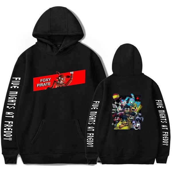 

fnaf five nights at freddy's women men hoodies and sweatshirts boys girls long sleeve pullovers hooded jacket male tracksuit, Black