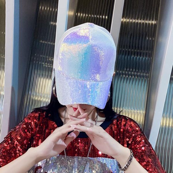 

new fashion spring summer baseball cap women sun protection hat in spring and summer sun hat versatile fashion sequins, Blue;gray
