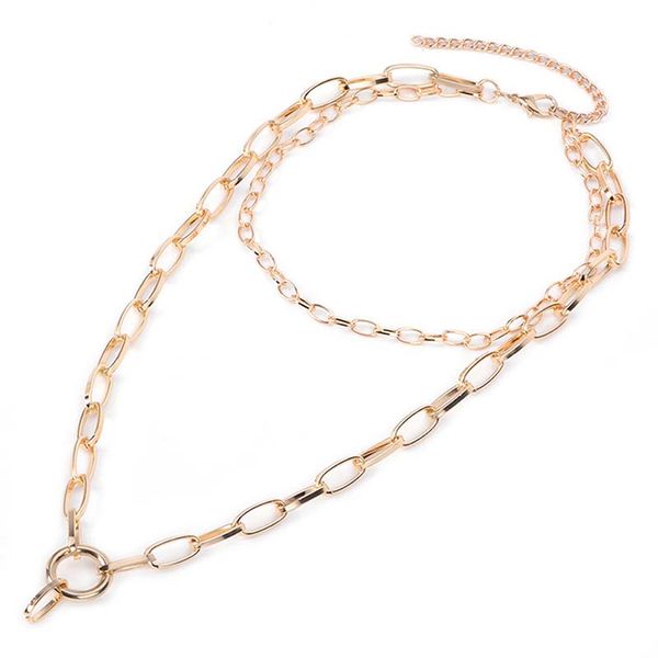 

простой стиль мужской цепи ожерелье punk rock metal две цепи ожерелье золото / серебро цвет мужчины женщины, Silver