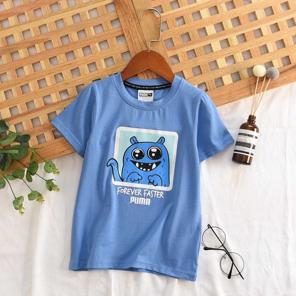 

summer kids designer t-shirts boys and girls luxury children cartoon animal print short sleeve shirt casual 2020 summer new, Blue