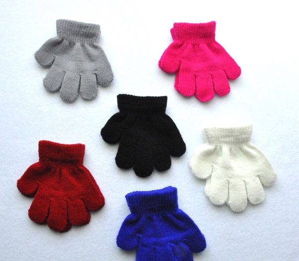 

24pairs/lot 10cm children winter warm mittens five gloves girl boy kids multicolor pure knitted finger glove, White