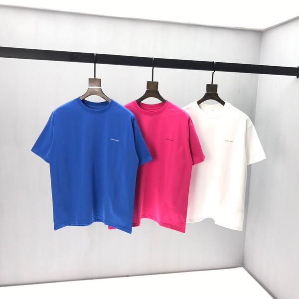 

2020ss весна и лето новый высококачественный хлопок печать с коротким рукавом круглый вырез панели футболка цвет: синий белый