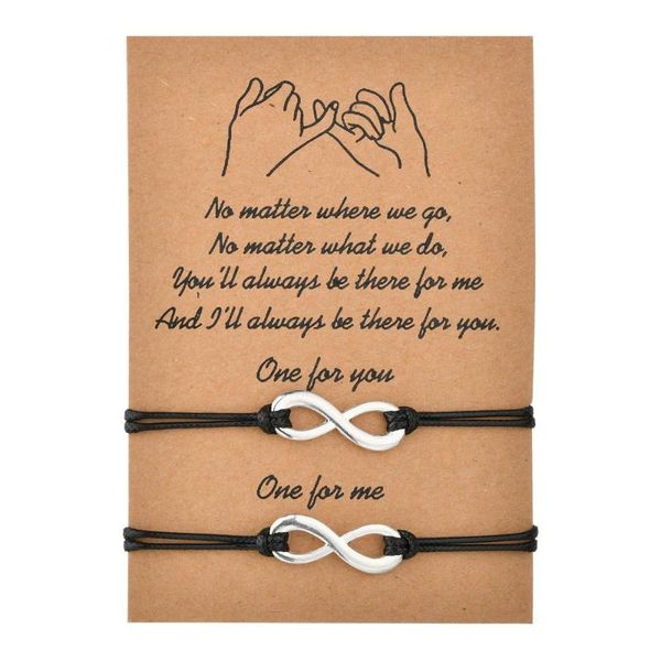

new 2 pcs/set forever love metal infinity bracelets for lover black string couple bracelet bff jewelry gift adjustable, Golden;silver