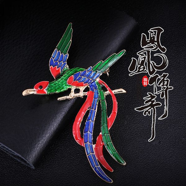

alloy oil dripping enamel phoenix brooch pin brooch clothing accessories, Gray