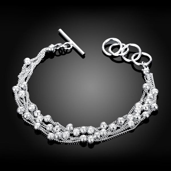 

wholesale beads chain silver bracelets for women lady wedding fashion jewelry christmas gifts cute gift h030, Black