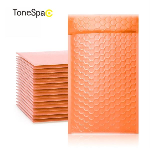 

tonespac 130*210mm 50pcs poly bubble mailer padded shipping envelopes bag self seal small waterproof packaging orange