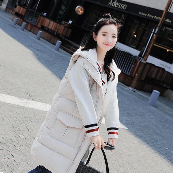 

back season 2019 down cotton vest woman winter easy long fund bf waistcoat autumn back heart loose coat, Black;white