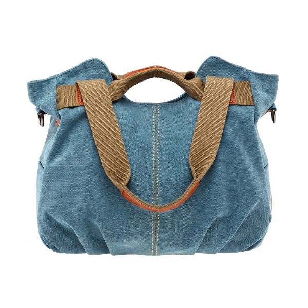 

women's ladies casual vintage hobo canvas daily purse handle shoulder shopper handbag(blue