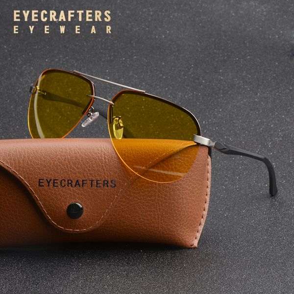 

eyecrafters brand pilot sunglasses mens anti glare night driving glasses mens polarized sunglasses uv400 night vision glasses, White;black