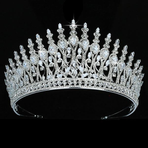 

tiaras and crown hadiyana elegant vintage women wedding hair accessories charm party hair jewelry zircon bc5347 corona princesa, Golden;white
