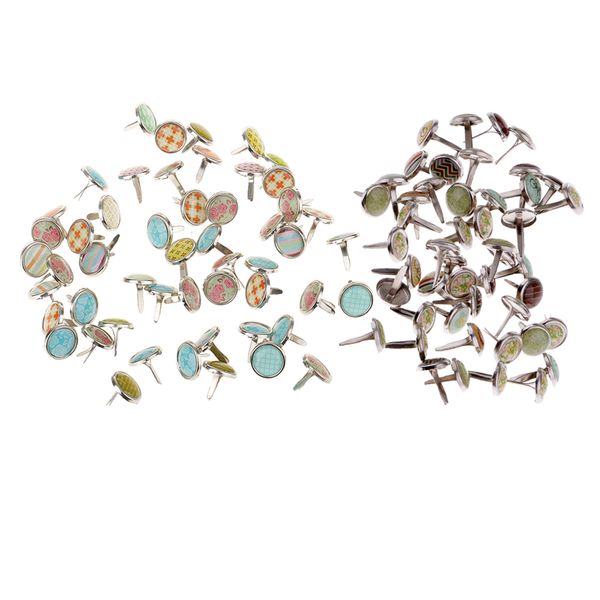 

100 pieces 9.5/12mm mixed round iron brads paper craft embellishments for diy craft
