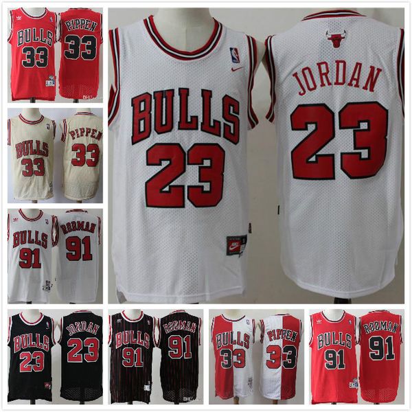 

retro chicago bulls jersey #23 michael jd #91 rodman #33 pippen basketball nba jerseys stitched retro classic mesh bull jersey, Black