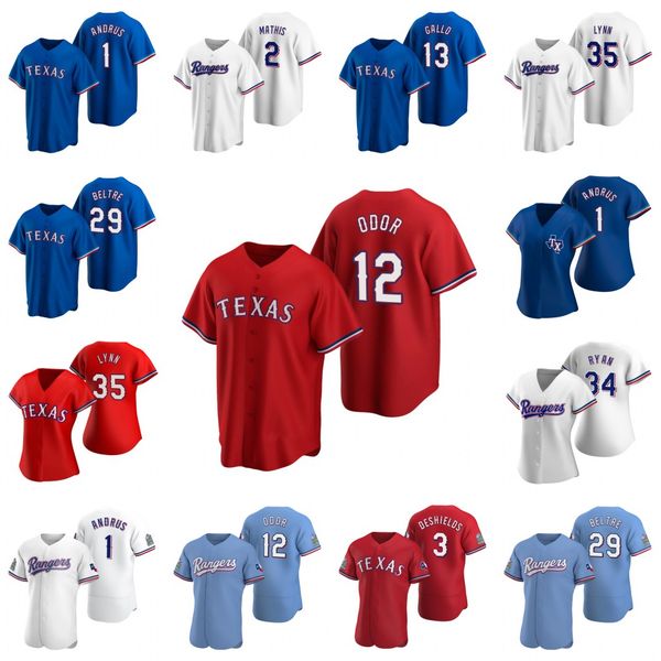 

youth rougned odor 2020 new jersey joey gallo nolan ryan lance lynn nomar mazara delino deshields leclerc mathis rodriguez mathis minor, Blue;black