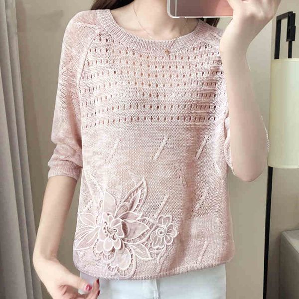 

summer knitted pullover ladies fashion hollow out causal tricot sweaters womens knitted jumpers loose knit female pull top, White;black