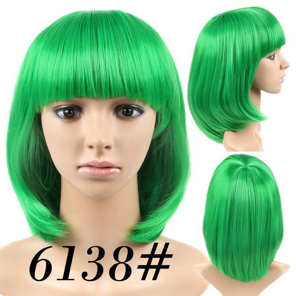 Tamanho: Pink sintética ajustável Selecione a cor Vermelho Azul Preto Loiro Burgundy Verde Brown Natural Curto Bob Mulheres Cosplay Wigs