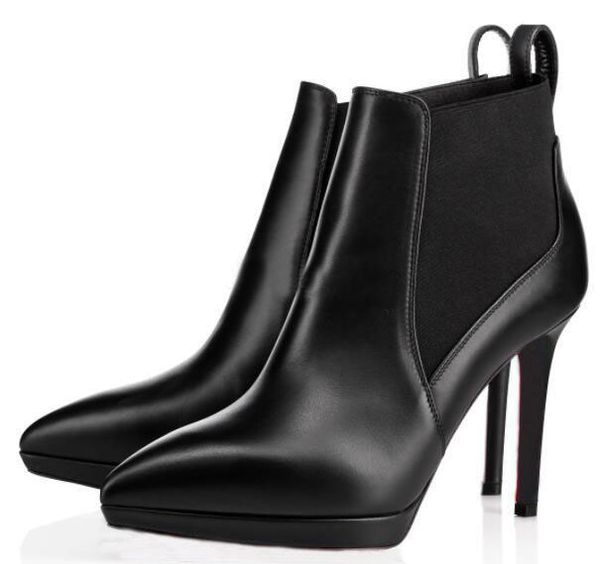 

fashion stiletto ankle boot platform high heels crochinetta red bottoms women black boot brand pointed toe lady winter boots party dress