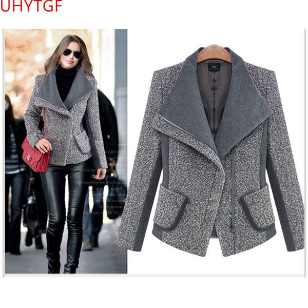 

autumn winter clothing new warm woolen coat long sleeve elegant women coats fashion short lapel women cashmere coat 771, Black