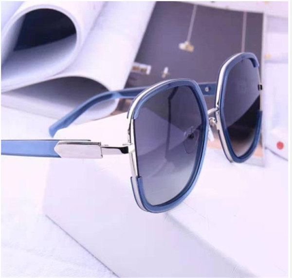 

glass lens sun glasses designer fashion gold frame blue mirror sunglasses for men and women sport sun glasses with box 101, White;black