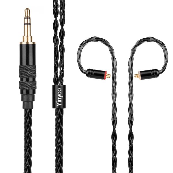 

yinyoo 8 core silver plated black cable 2.5/3.5/4.4mm balanced cable with mmcx/2pin for blon bl-03 zs10 as10 zsx c12 as10