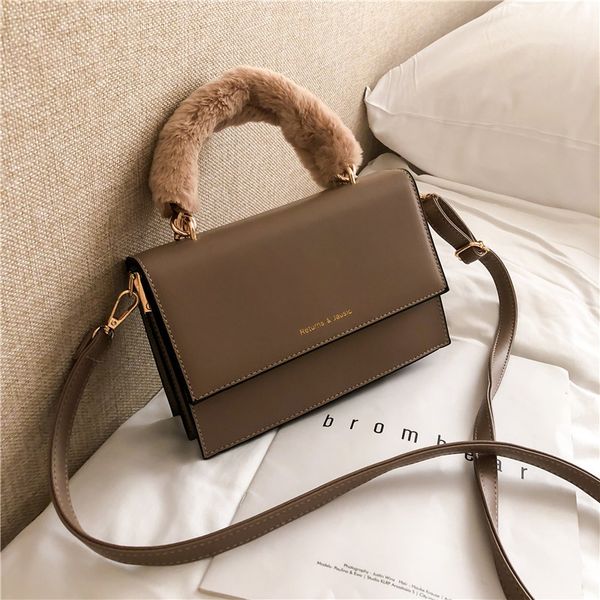 

2019 new arrival fashion female tote bag quality pu leather women's luxurious handbag plush portable shoulder messenger bags
