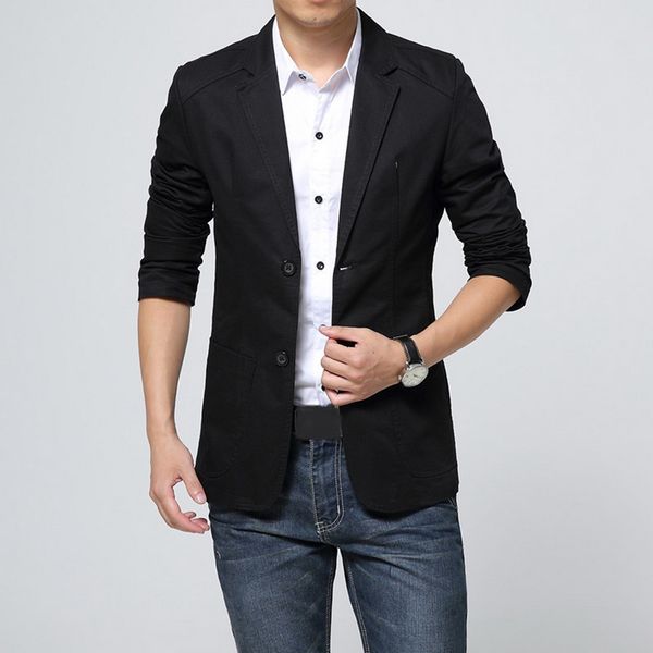

men's slim 2-button single breasted cotton lightweight blazer jacket sport coat 2019 men blazer new spring autumn men jacket, White;black