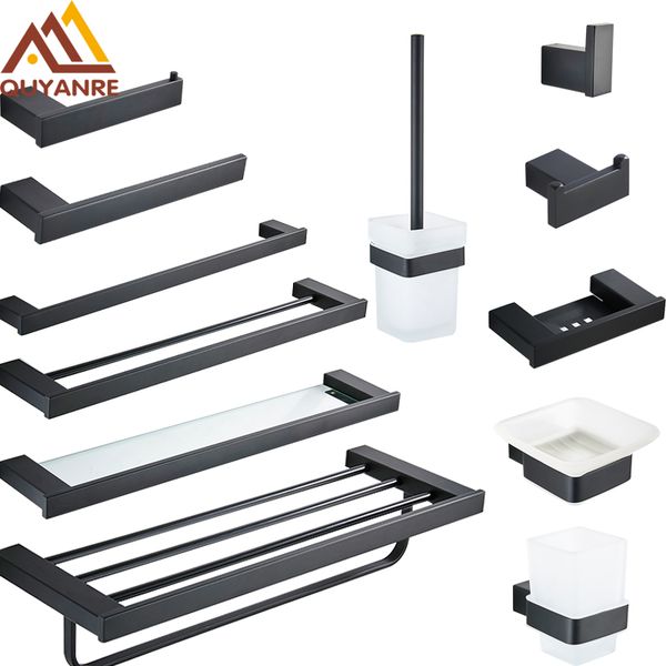 

mablack bathroom hardware sets toilet paper holder towel bar shelf brush holders hooks soap dispenser bath hardware sets