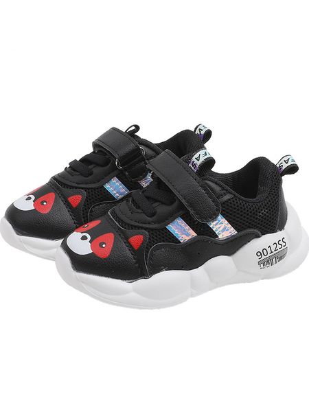 

2019 new arrival single network sport shoes with light female male sneakers child running shoes kids breathable canvas, Black;red