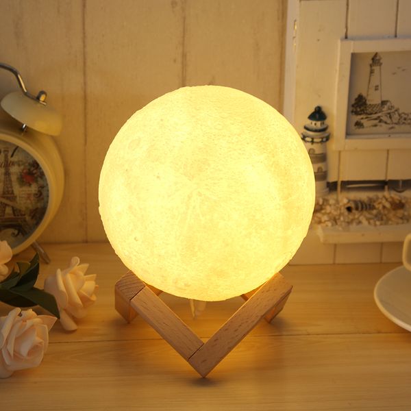 

3d moon lamp 7 color change touch usb 13cm 15cm bedroom bookcase night light home decor creative gift