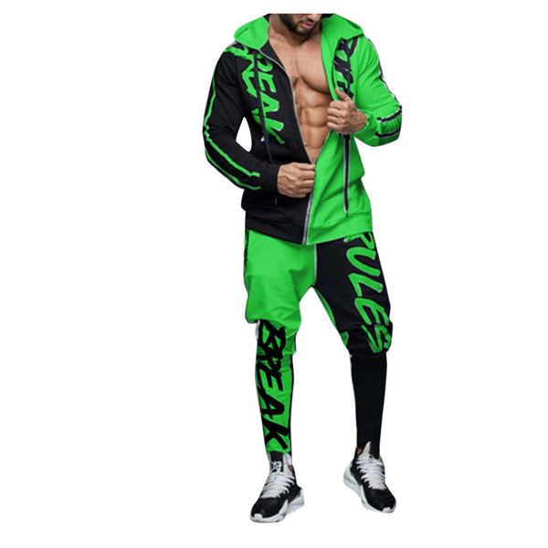 

fashion men's hoodie patchwork sweatshirt pants sets sports suit tracksuit sports ing, White;black