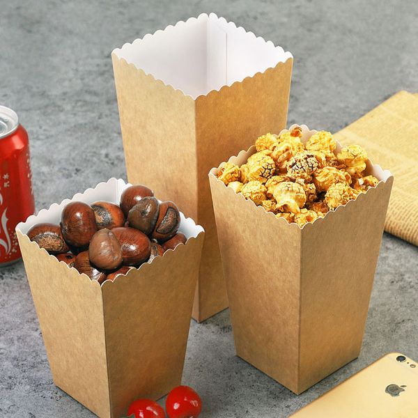 

disposable kraft paper popcorn cup snack paper package box fries box fast food take out containers