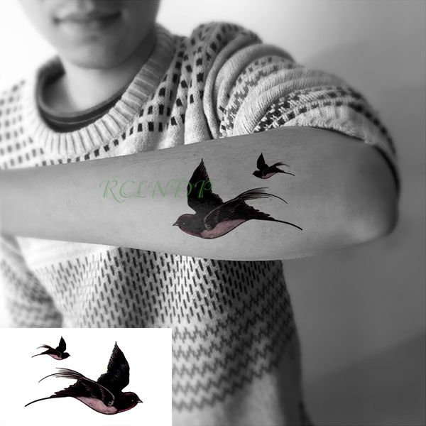 Acheter Autocollant De Tatouage Temporaire étanche Animal Hirondelle Oiseau Tatouage Flash Tatoo Main Poignet Pied Cou Faux Tatouages Pour Hommes