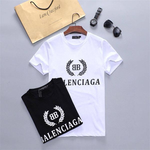 

luxury mens designer t shirt famous brand letter printing mens designer short sleeves black white men women hip hop tees nbh8, White;black