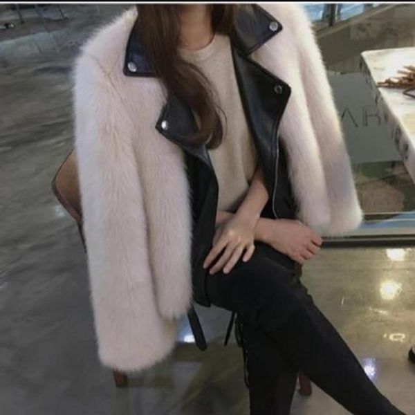 

vetement 2020 winter women's faux fur jacket artificial fur overcoat furry coat femme plus size furry fake outwear z60, Black
