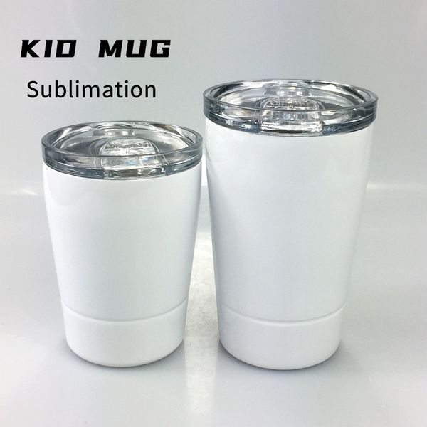 

diy sublimation 12oz white kid mug with lid stainless steel double walled wine glasses insulated child sippy cup with straw water bottles