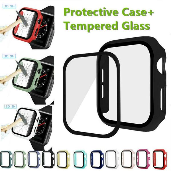

for apple watch series 5 4 3 2 1 bumper case 38mm 42mm 40mm 44mm + full cover screen protector