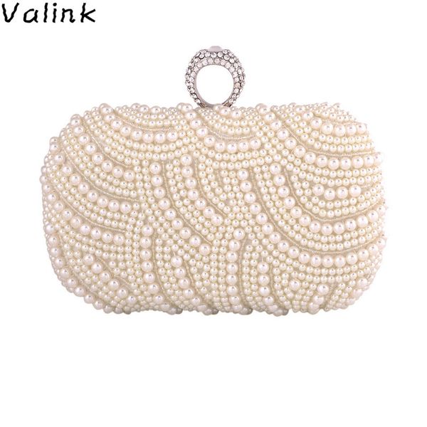 

new pearl diamond evening bag wedding bridal clutches party dinner purse chains handbag borsa donna tracolla