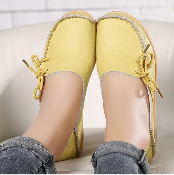 

women flats summer women slipony genuine leather shoes slip on ballet bowtie moccasins ballet flats woman shoes, Black