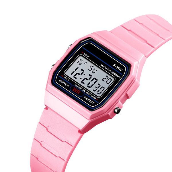 

new digital led man watch silicone led watches alarm f 91w clock f91w student boy girl fashion electronics wristwatch, Slivery;brown