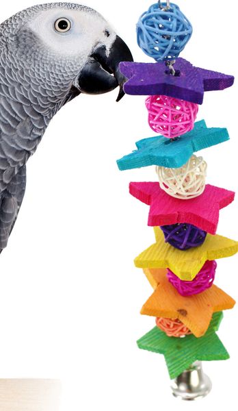 

parrot gnaw toys bird toys colour five-pointed star sepaktakraw pull string
