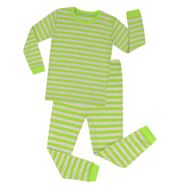 

latest boys striped pajamas kids cotton long sleeve pajamas girls green and grey striped pyjamas kids pijamas for girls, Blue;red