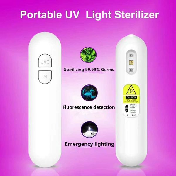 

1.5w portable uv light sterilizer mini uvc led lamp ultraviolet light disinfection built-in battery usb power for home, kitchen and bedroom