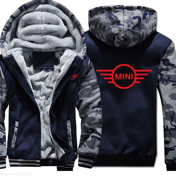 

winter casual hooded hoodies mini sweatshirt zipper men thicken coat male, Black