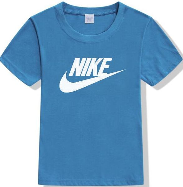 

boys and girls t-shirt nik short-sleeved summer 2020 new children's half-sleeve letter pattern printing cotton big boy tide a 04, Blue