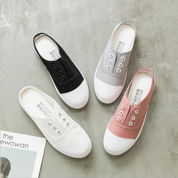 

spring women flat shallow loafers canvas shoes fabric female casual shoes comfortable breathable ladies mother sewing plus size, Black