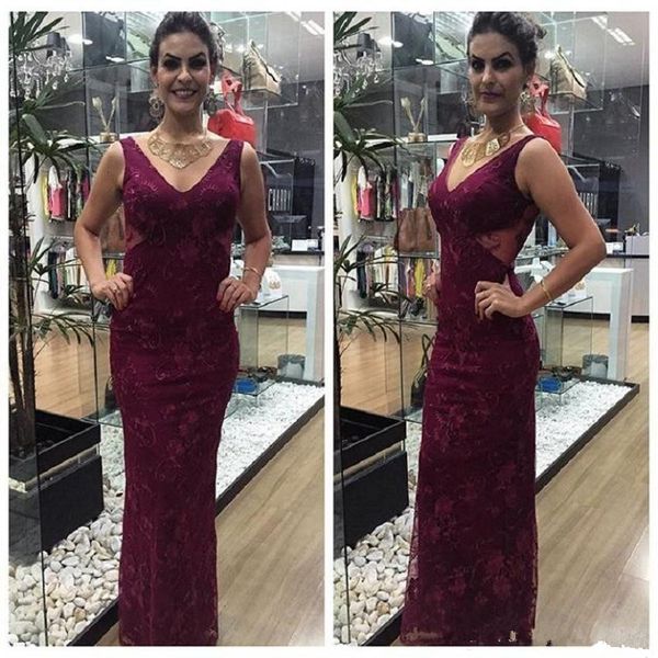 

grape lace long mother of the bride dresses mermaid v-neck elegant mother dresses formal evening gowns vestido mae da noiva m26, Black;red