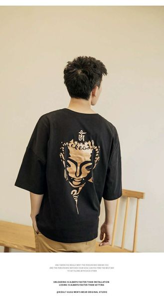 

t shirt men summer short sleeve casual buddha men tshirt comfortable buddhism religious belief t shirt homme, White;black