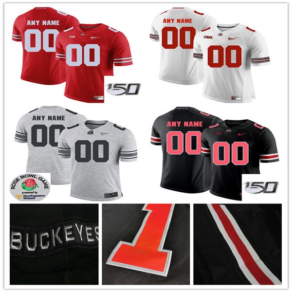 

ohio state buckeyes men's customized #1 justin fields #2 jk dobbins #15 elliott dwayne haskins jr. nick bosa osu rose bowl 150th jersey, Black;red