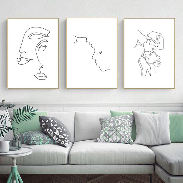 

абстрактные lady line drawing изображение home decor nordic canvas картина стены искусства рисунок body hand плакаты и печать для гостиной