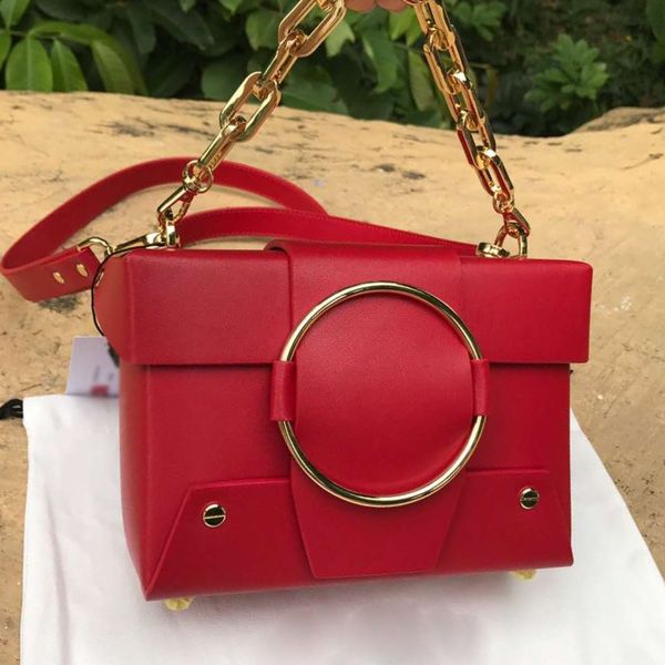 

in the 2020 new simple gold ring camera bag shoulder diagonal handbag chain in europe and america rivets leather small square package joker